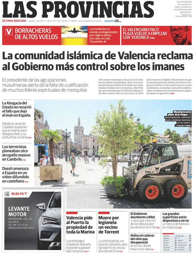 Portada De Las Provincias Del Jueves 24 De Agosto De 2017 Las Provincias 9142